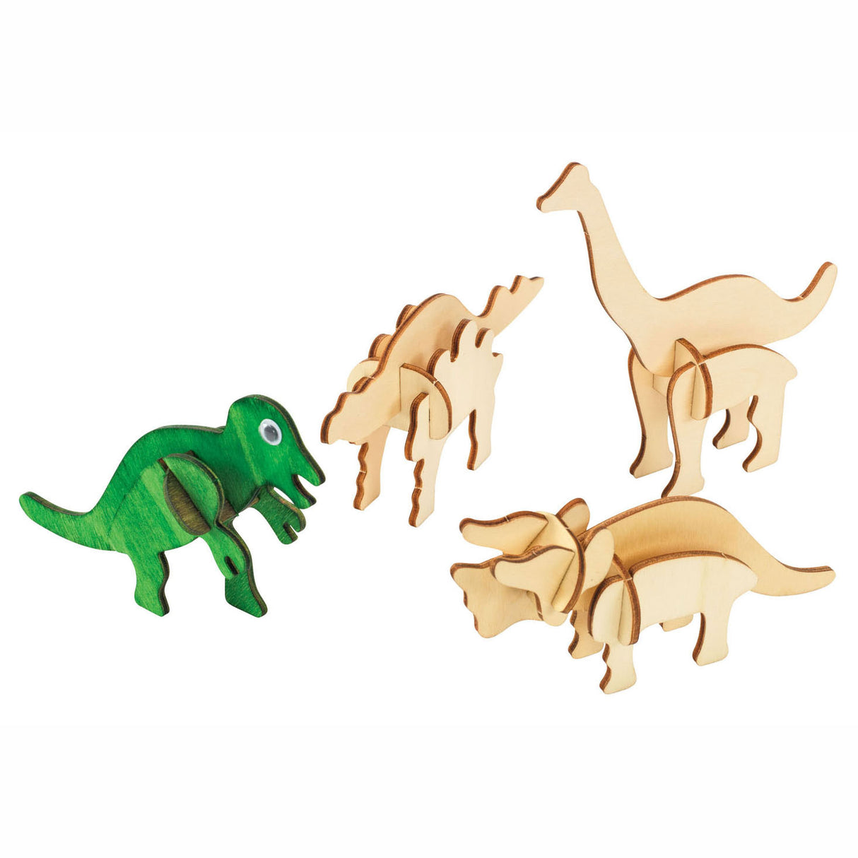 Colorations Bouwpacket Houten 3D Dinosaurus, set of 4