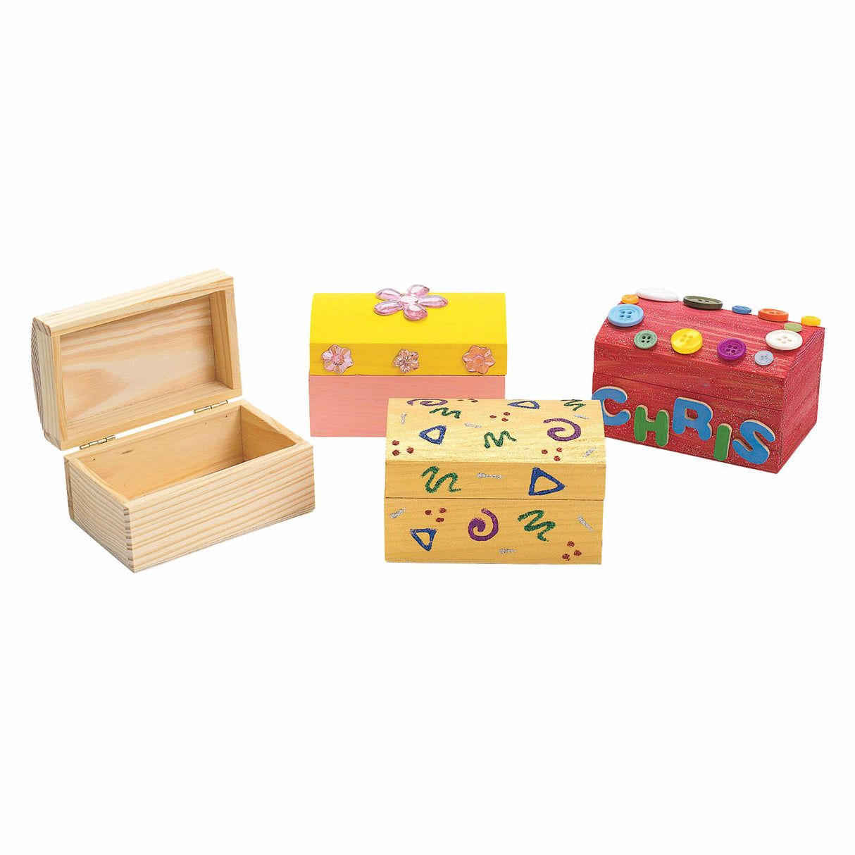 Colorations - Decorate your own wooden treasure chest, set of 12