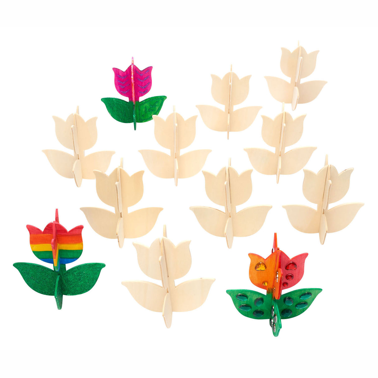 Colorations Make and Decorate your own wooden tulip, set of 12