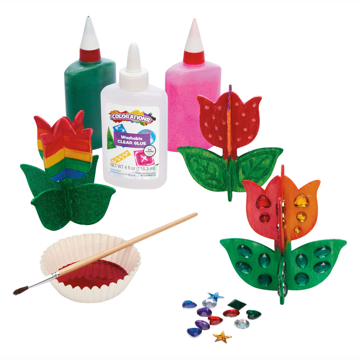 Colorations Make and Decorate your own wooden tulip, set of 12