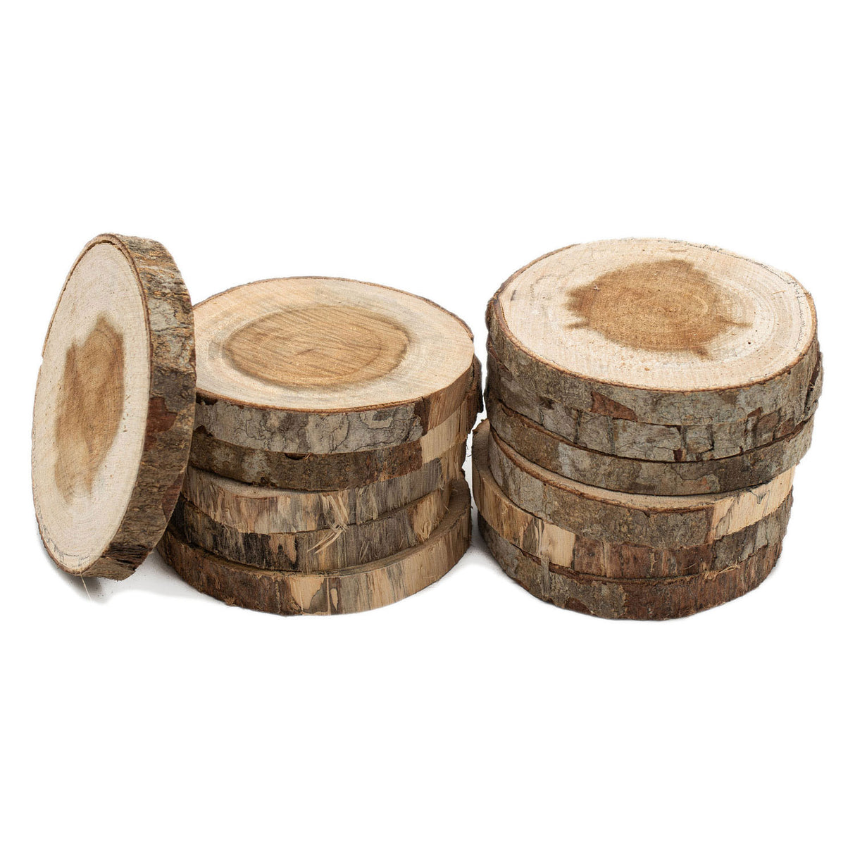 Цветове Необработени дървени дискове 8-10 см, 12 бр.