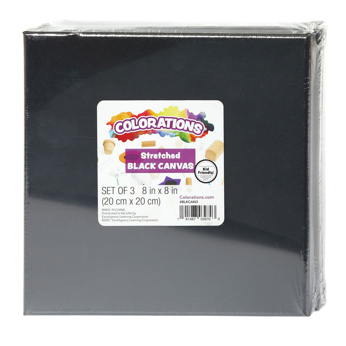Colorations Canvas Black 20x20cm, 3..