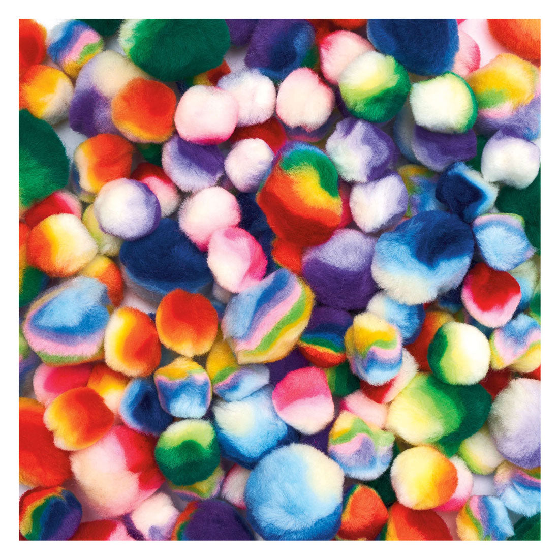 Barvne barve - regenboog črtaste pom poms, 180st.