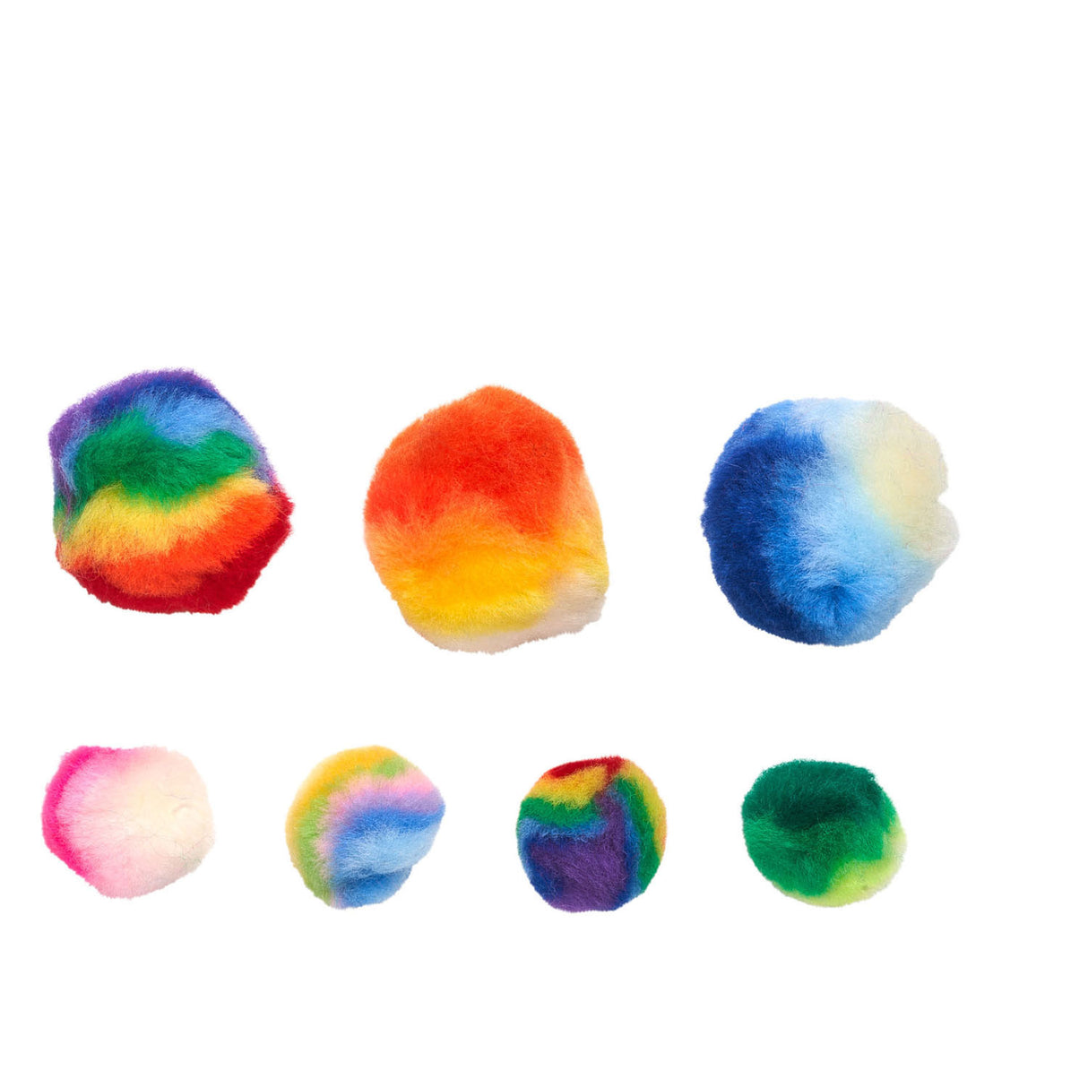 Barvne barve - regenboog črtaste pom poms, 180st.