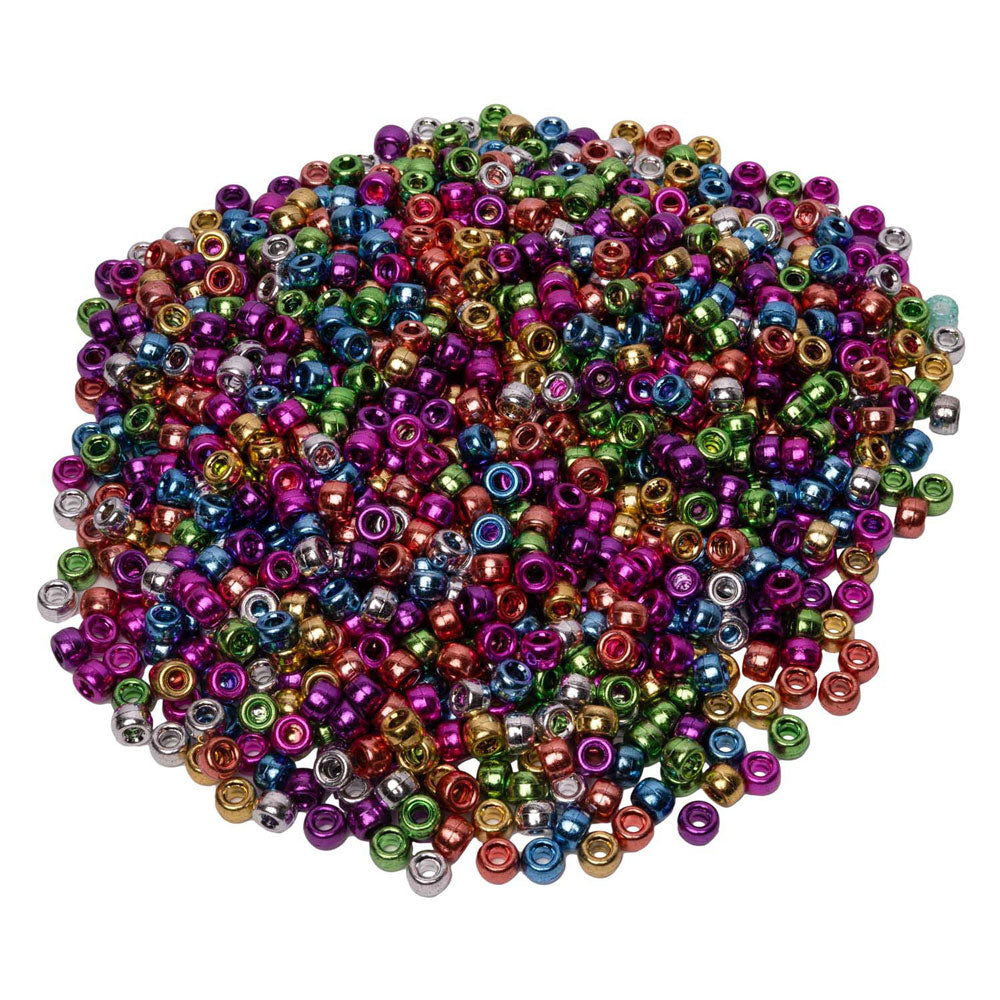 Colorations - pony beads metallic 6x9 mm, 1000pcs.