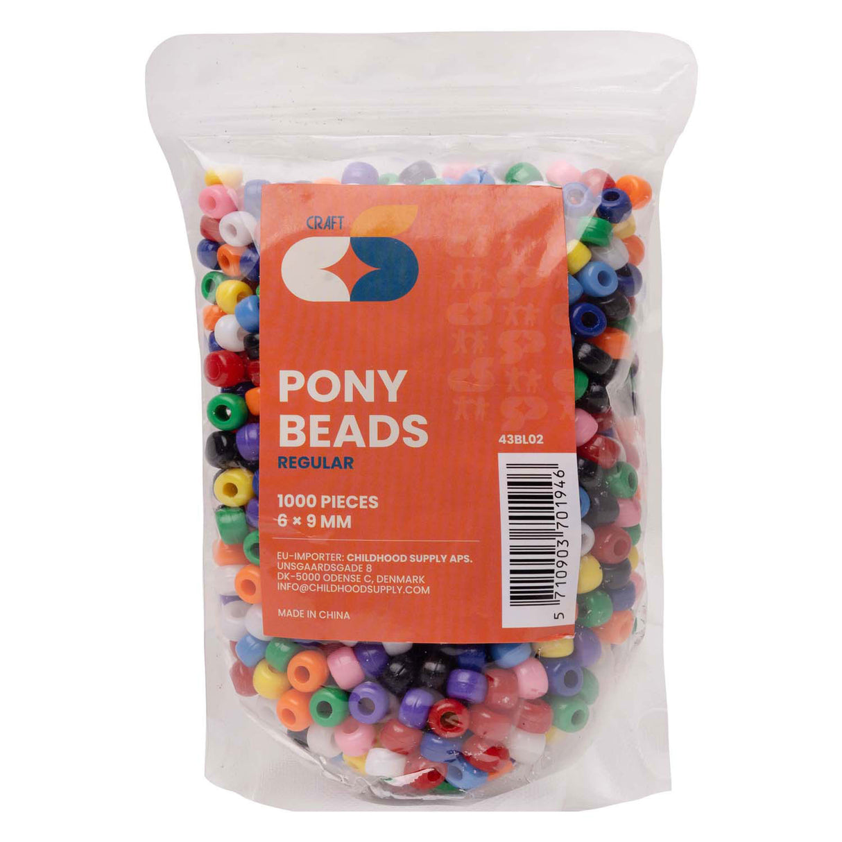 Colorations - Pony Beads Standard 6x9 mm, 1000st.