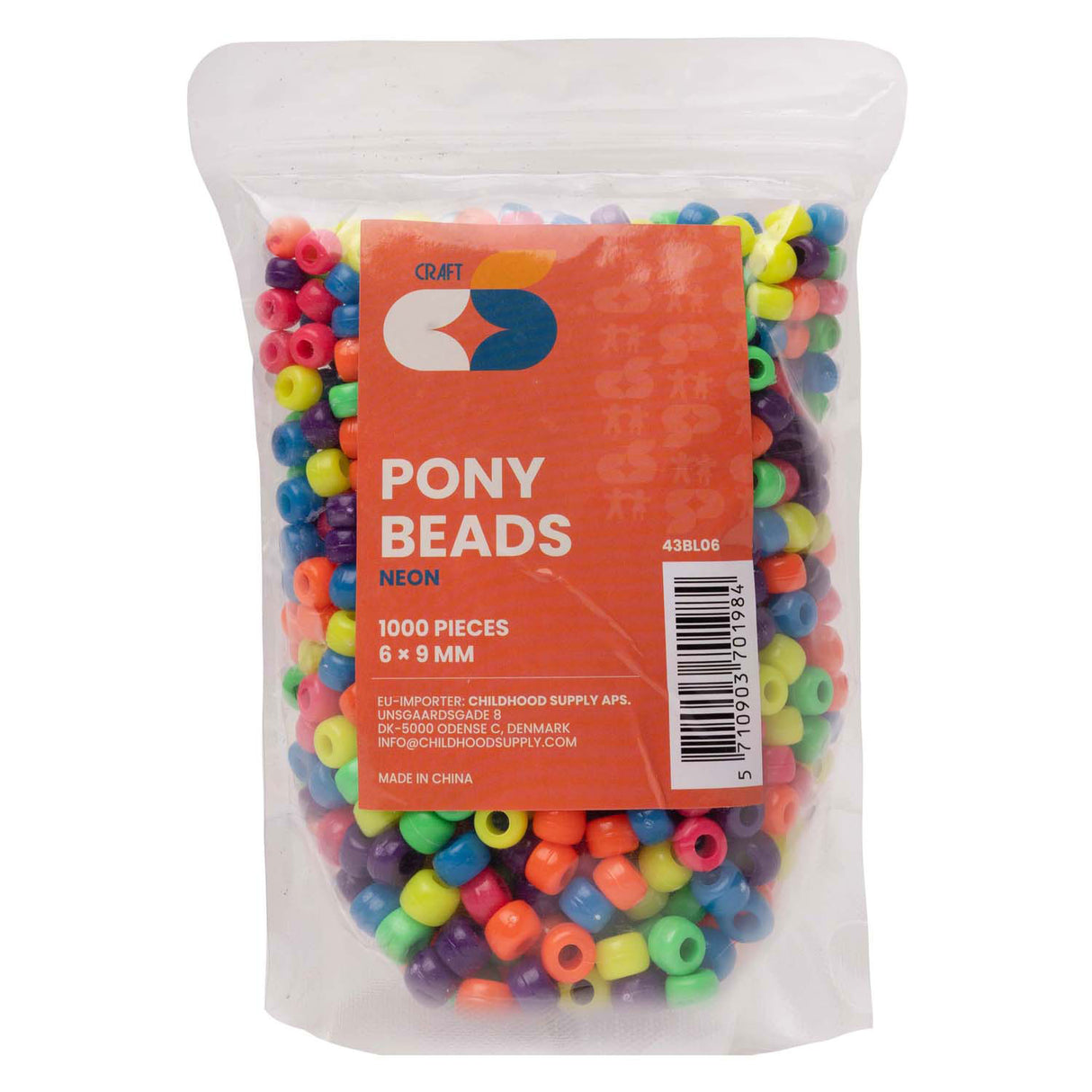 Colorations - Ponyperler neon 6x9 mm, 1000st.
