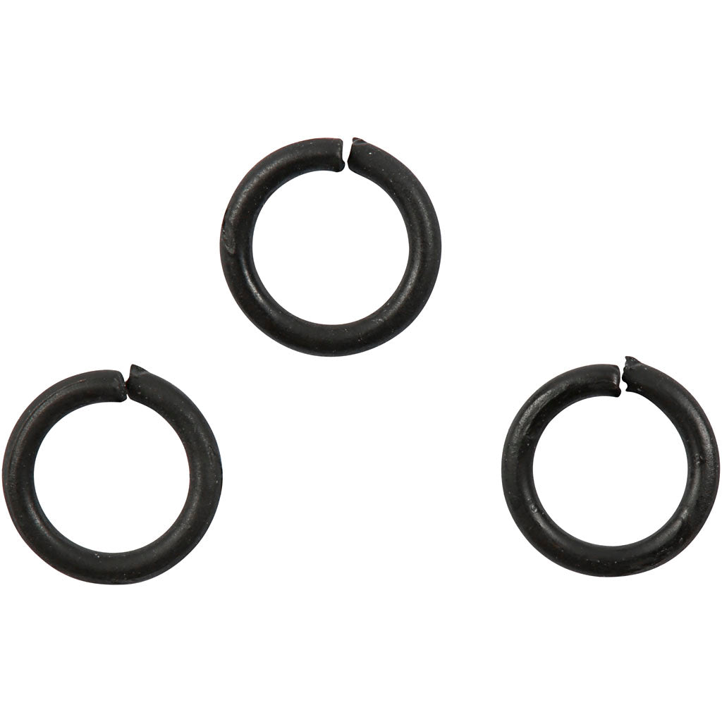 Creativ company rings, size 7 mm, thickness 1 mm, black, 50 pieces in a box