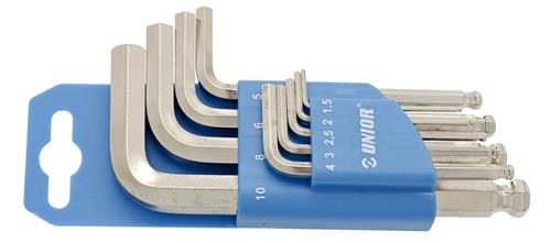 Unior inbussleutelset 220 3sph kort+kogelkop