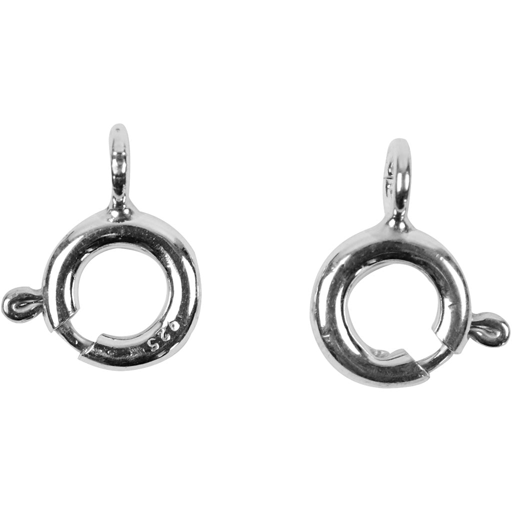 Creativ company spring clasp, d 6 mm, silver, 10 pieces 1 box
