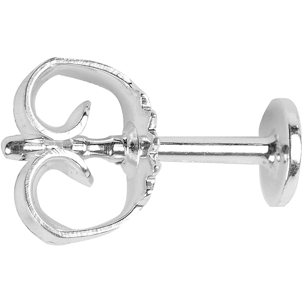 Creativ company stud earrings, length 13 mm, depth 5 mm, silver, 10 pieces in a box