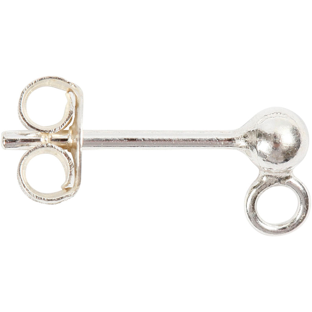Creativ company stud earrings, L: 13 mm, silver, 10 pieces in a box