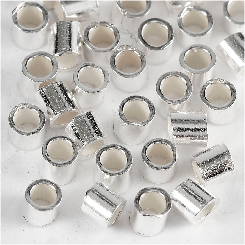Creativ company crimp beads, d 2 mm, silver, 50 pieces 1 box