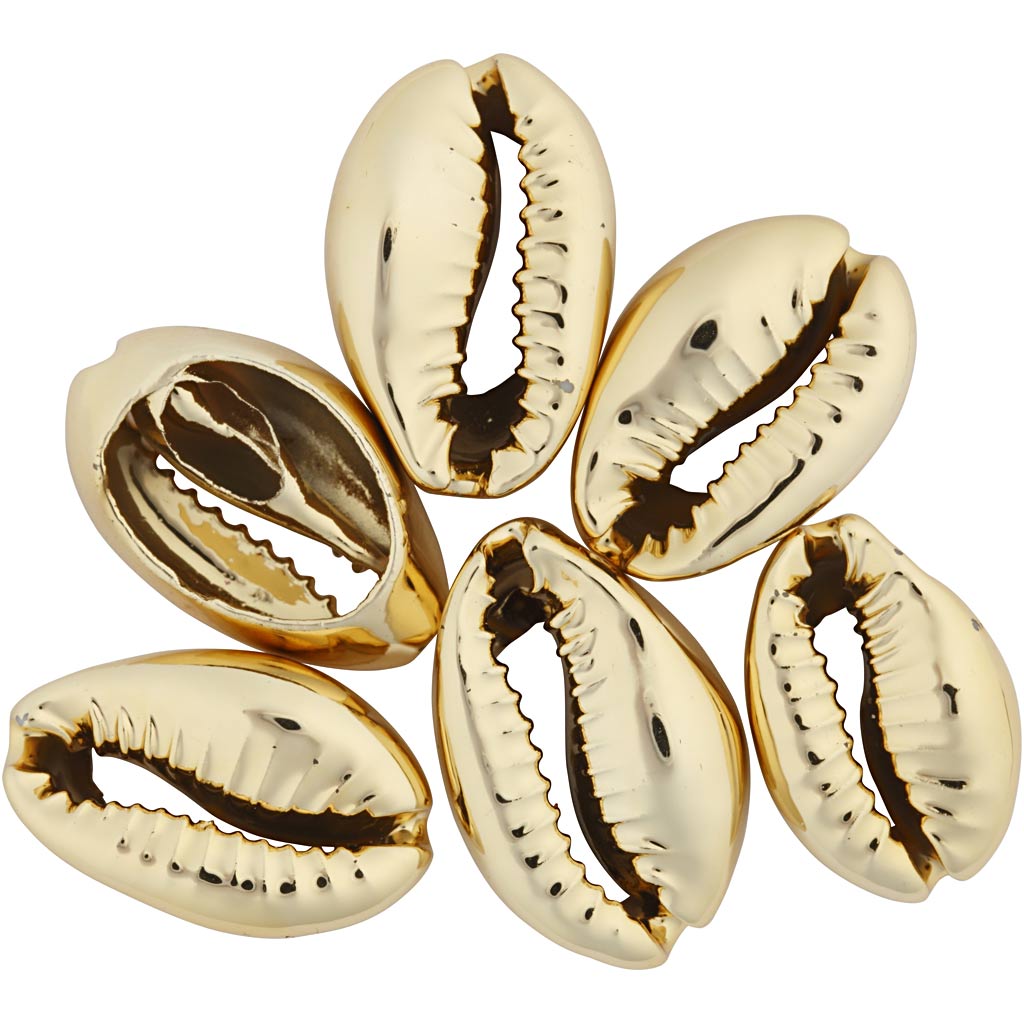 Creativ company shells, l: 20 mm, gold-plated, 6 pieces 1 box