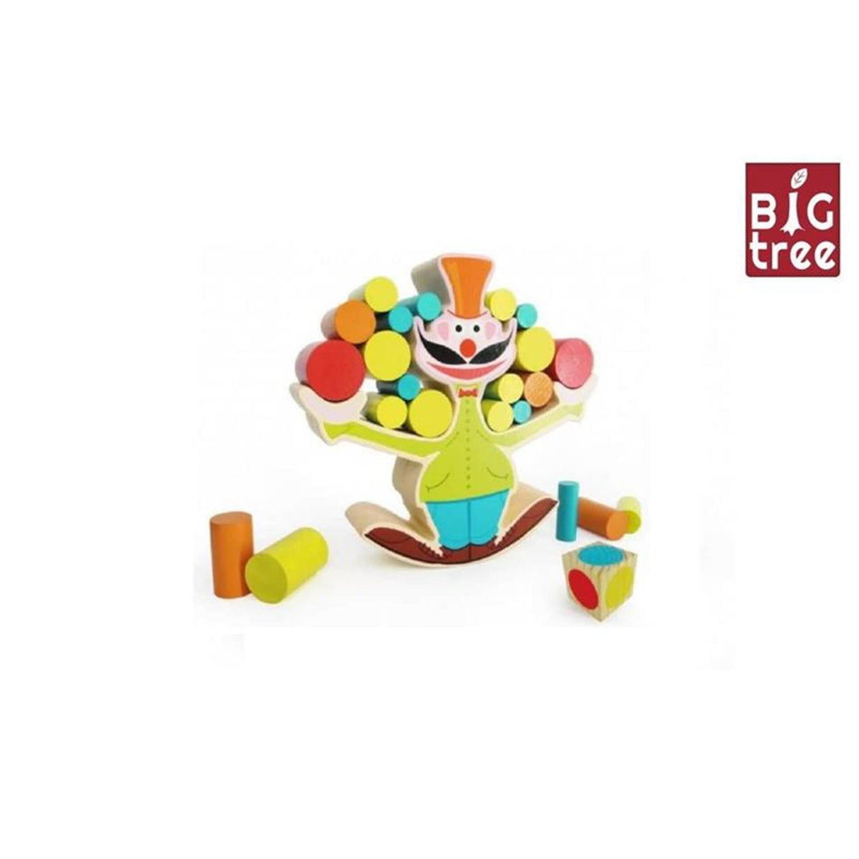 Big tree balansspel clown hout 15-delig 18cm