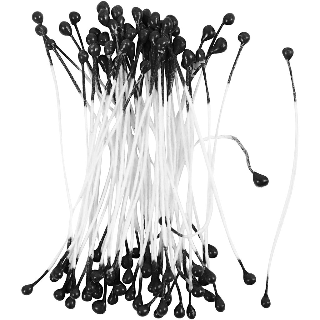 Creativ company bloemmeeldraden, l: 6,4 cm, d 2 mm, zwart, 100 stuk 1 doos