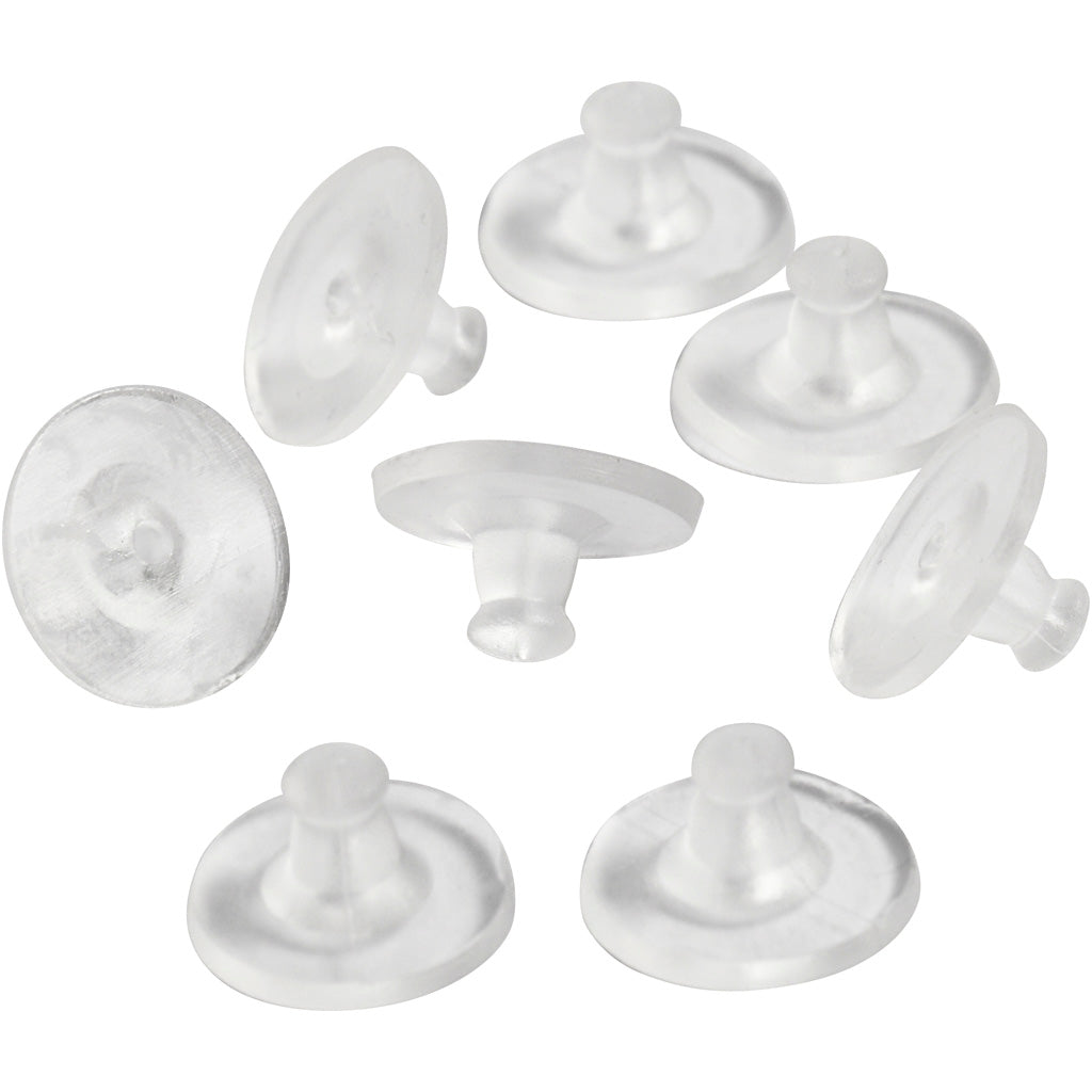 Creativ company earring back, d 10 mm, transparent, 10 pairs 1 box