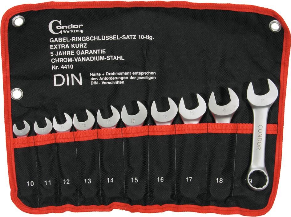 Condor ring wrench set 4410 fork ring wrench set 10-piece 10-19mm