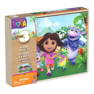 Dora 3-pack wooden puzzle in wooden box (3x24 pieces)