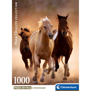 Clementoni puzzel 1000 stuks rennende paarden compact