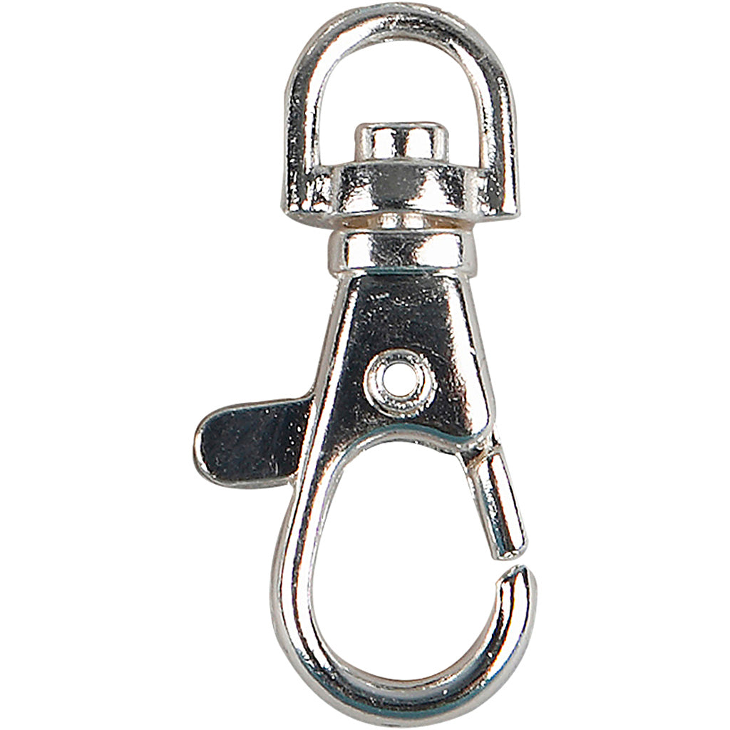 Creativ Company lobster clasp, large, h: 3.7 cm, d: 37 mm, w: 1.4 cm, silver-plated, 15 pieces in a box