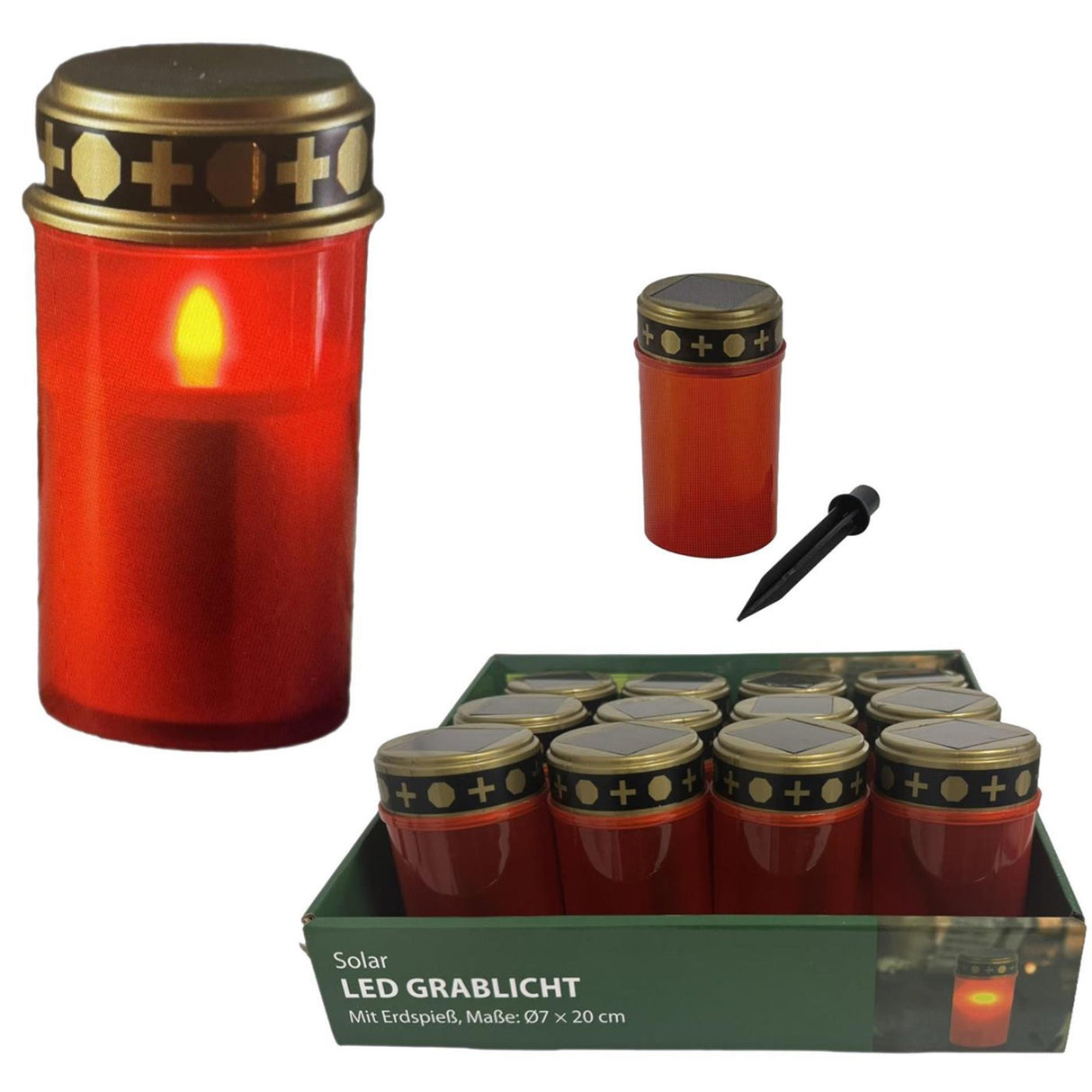 Grave light LED solar red ø7xh20cm