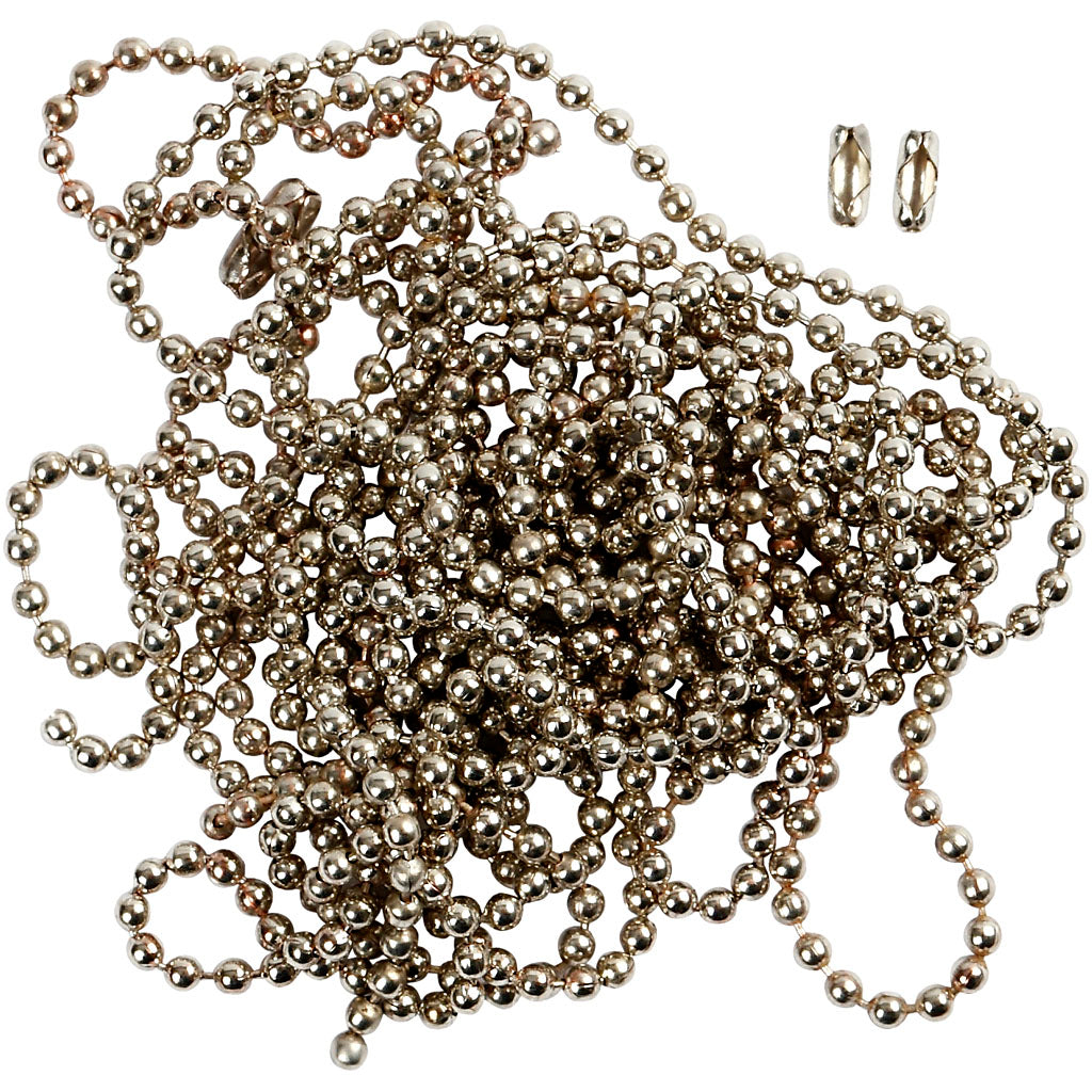 Creativ company balletjesketting, d 1,5 mm, verzilverd, 3 m 1 rol