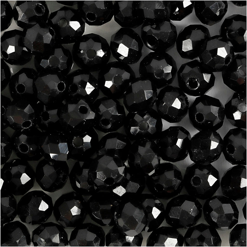 Creativ Company Facet Beads Metallic Black, 100th.