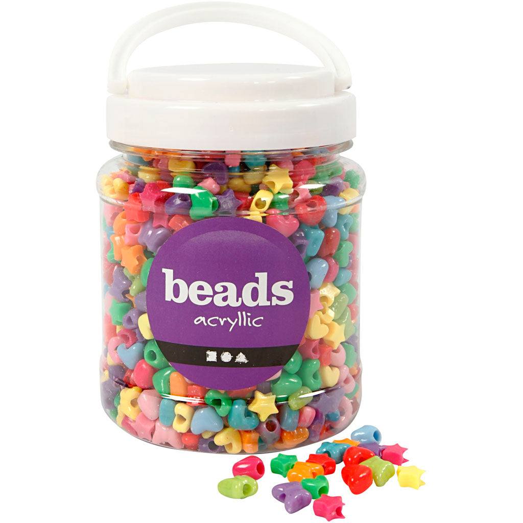 Creativ company figure beads, d 10 mm, hole size 3.5 mm, approx. 1530 pieces, various colours, 400 g, 700 ml 1 box