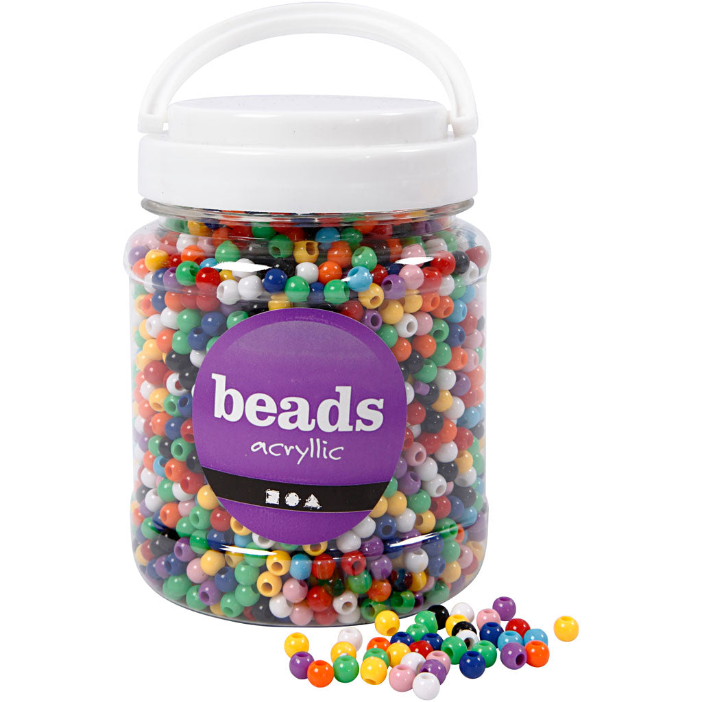 Creativ company pony beads, d 6 mm, hole size 3 mm, approx. 3830 pieces, various colors, 425 g, 700 ml 1 box