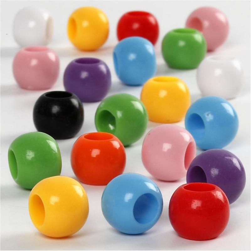 Creativ company pony beads, d 10 mm, hole size 4.5 mm, approx. 186 pieces, 65 g, 110 ml 1 box