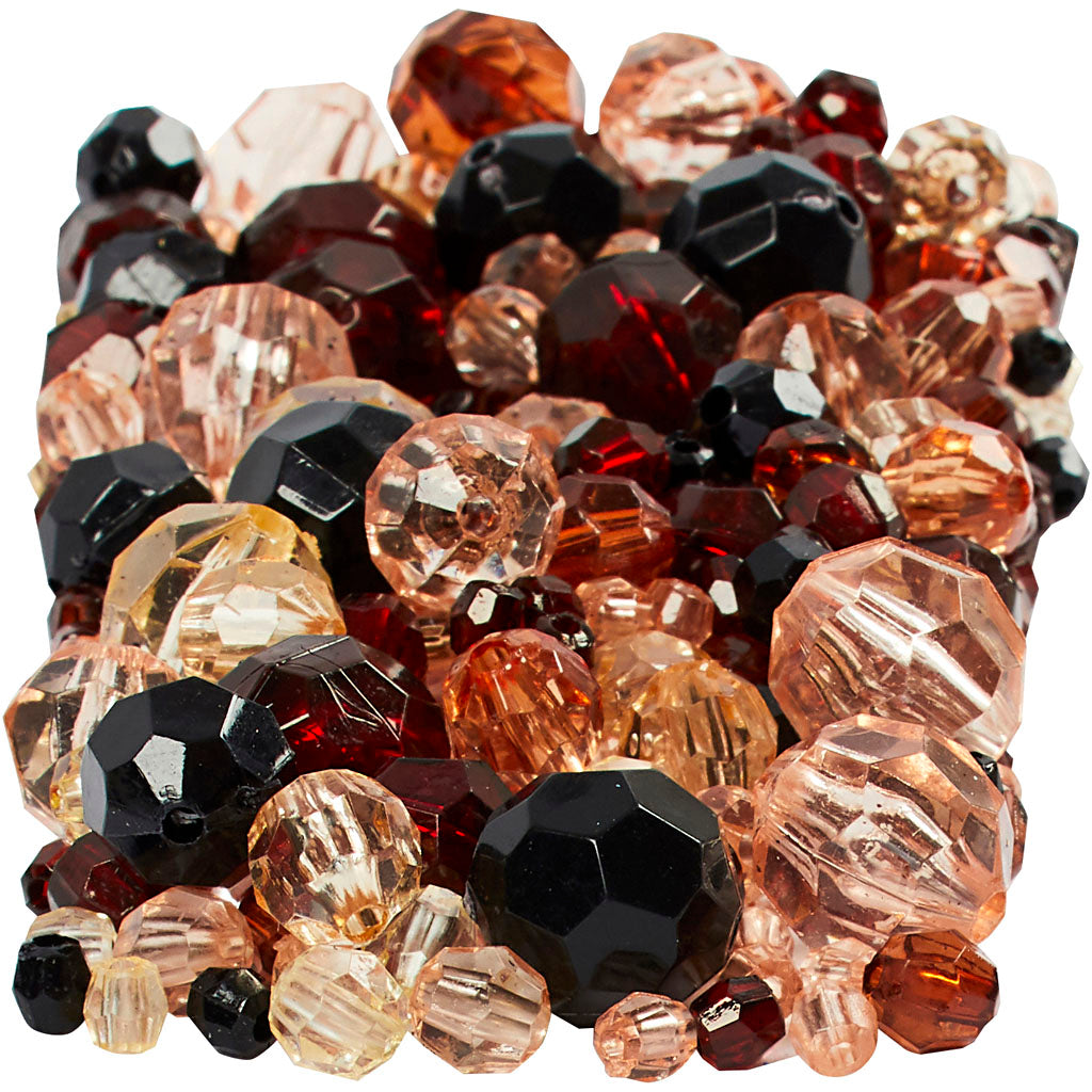 Creativ company facet beads, size 4-12 mm, hole size 1-2.5 mm, approx. 860 pieces, gold, 250 g 1 box