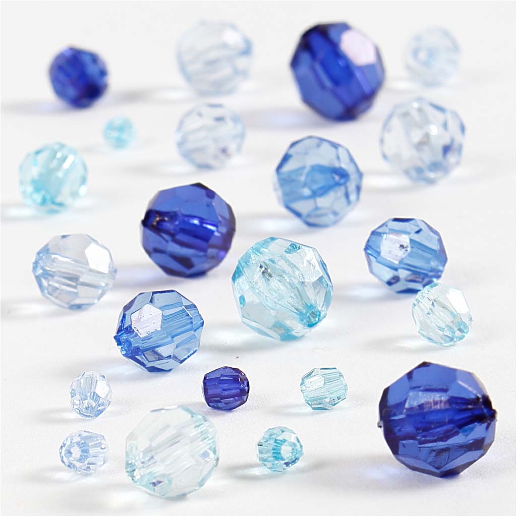 Creativ Company Facet Beads Mix Blue Harmonie, 45 grams