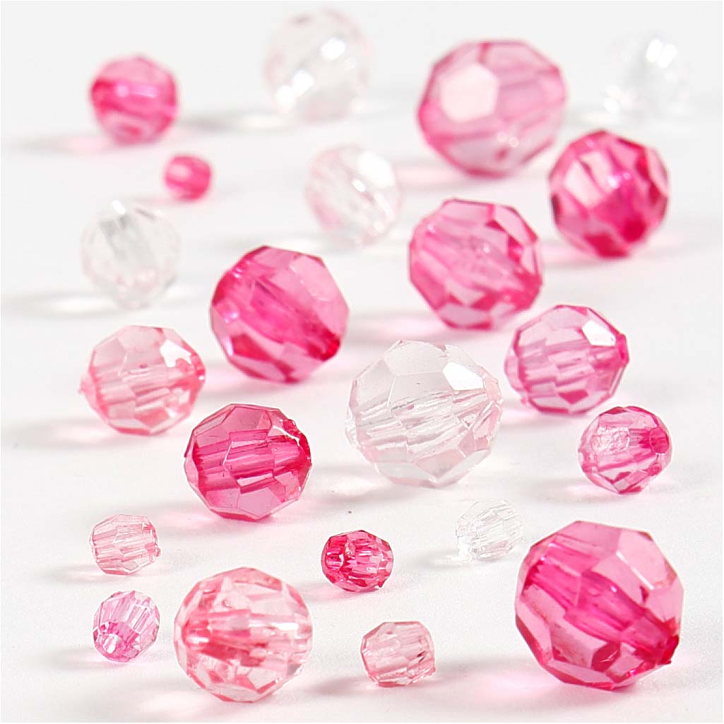 Creativ Company Facet beads Mix pink, 45 grams