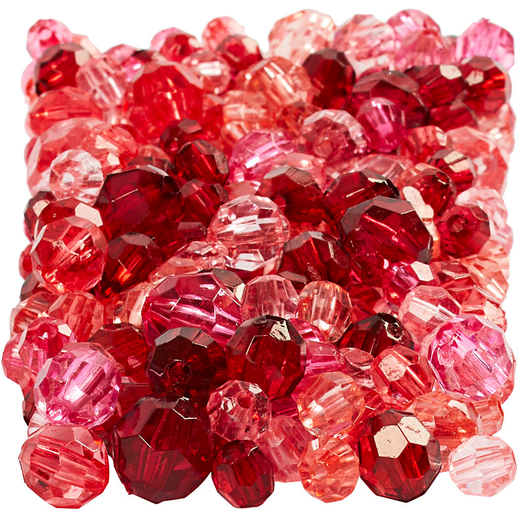 Creativ company facet beads, size 4-12 mm, hole size 1-2.5 mm, approx. 860 pieces, red harmony, 250 g 1 box