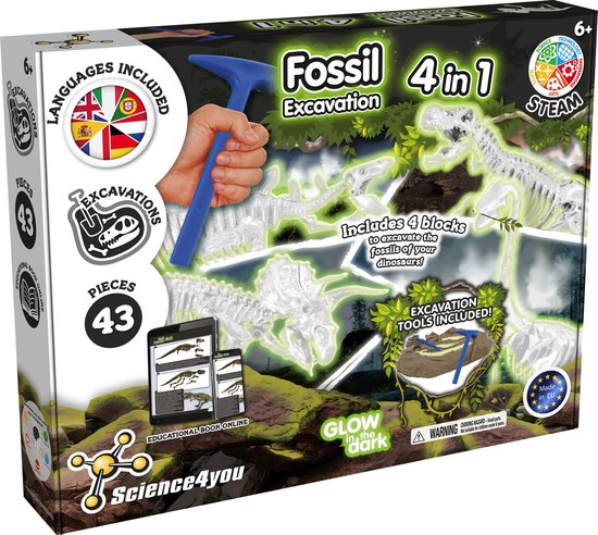 Science 4 You Fossils Early 4 In 1 Set Glow In The Dark
