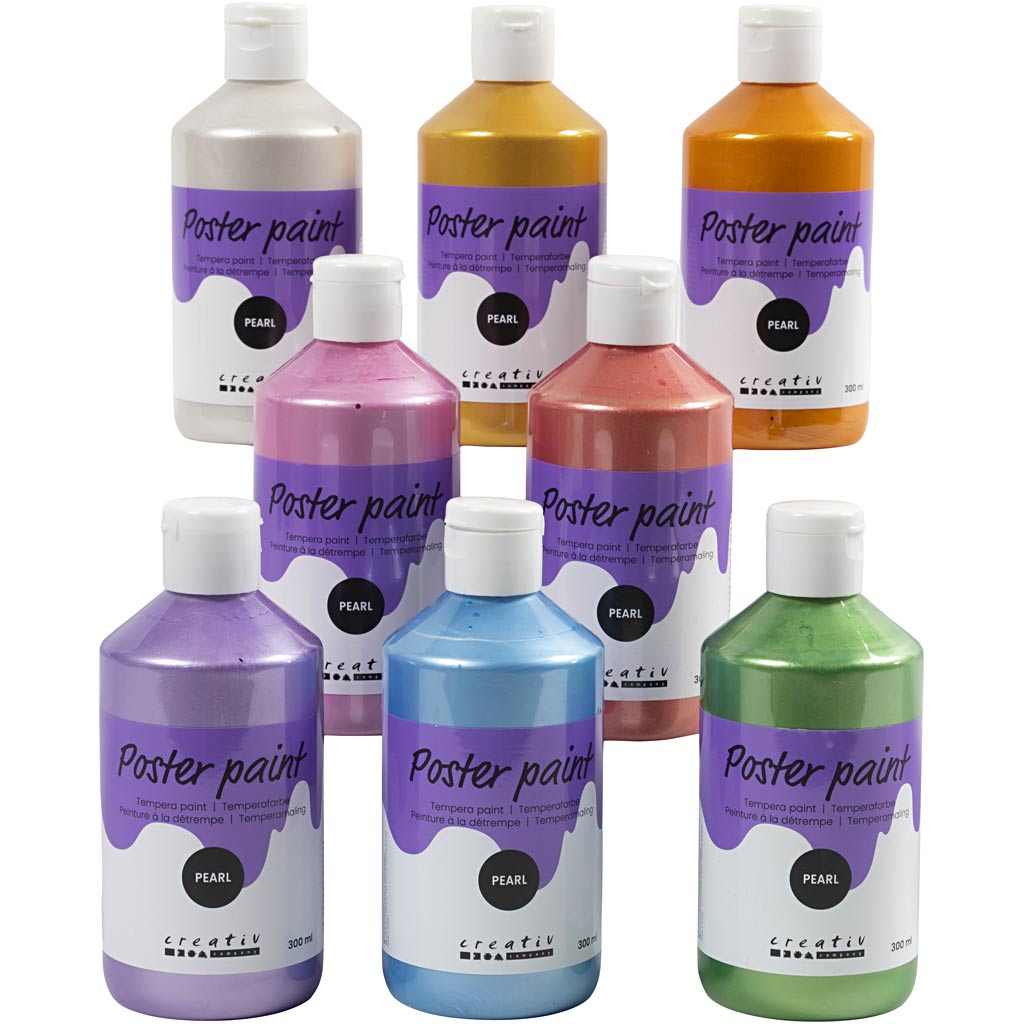Creativ company tempera verf parelmoer, diverse kleuren, 8x300 ml 1 doos
