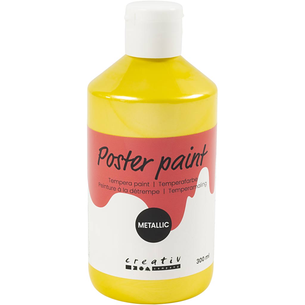Creativ company tempera verf metallic , geel, 300 ml 1 doos