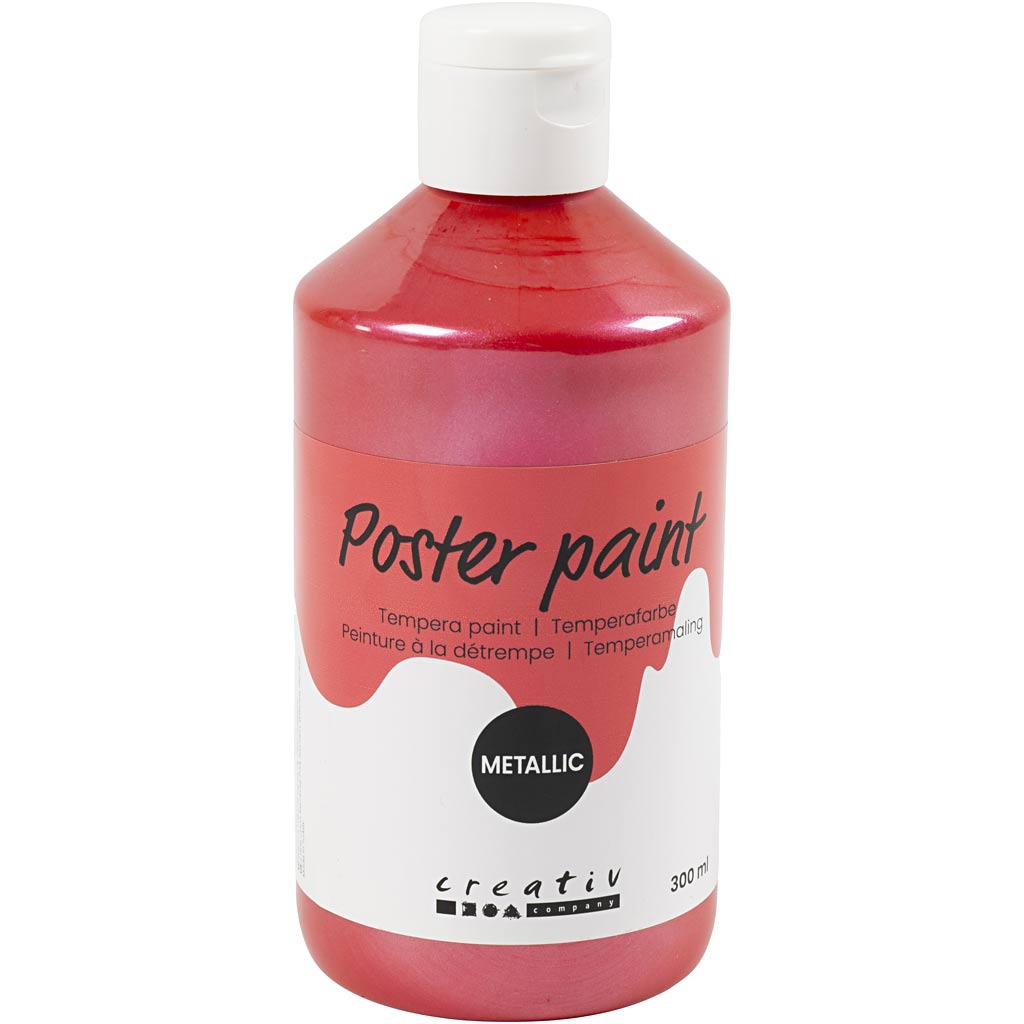 Creativ company tempera verf metallic , rood, 300 ml 1 doos