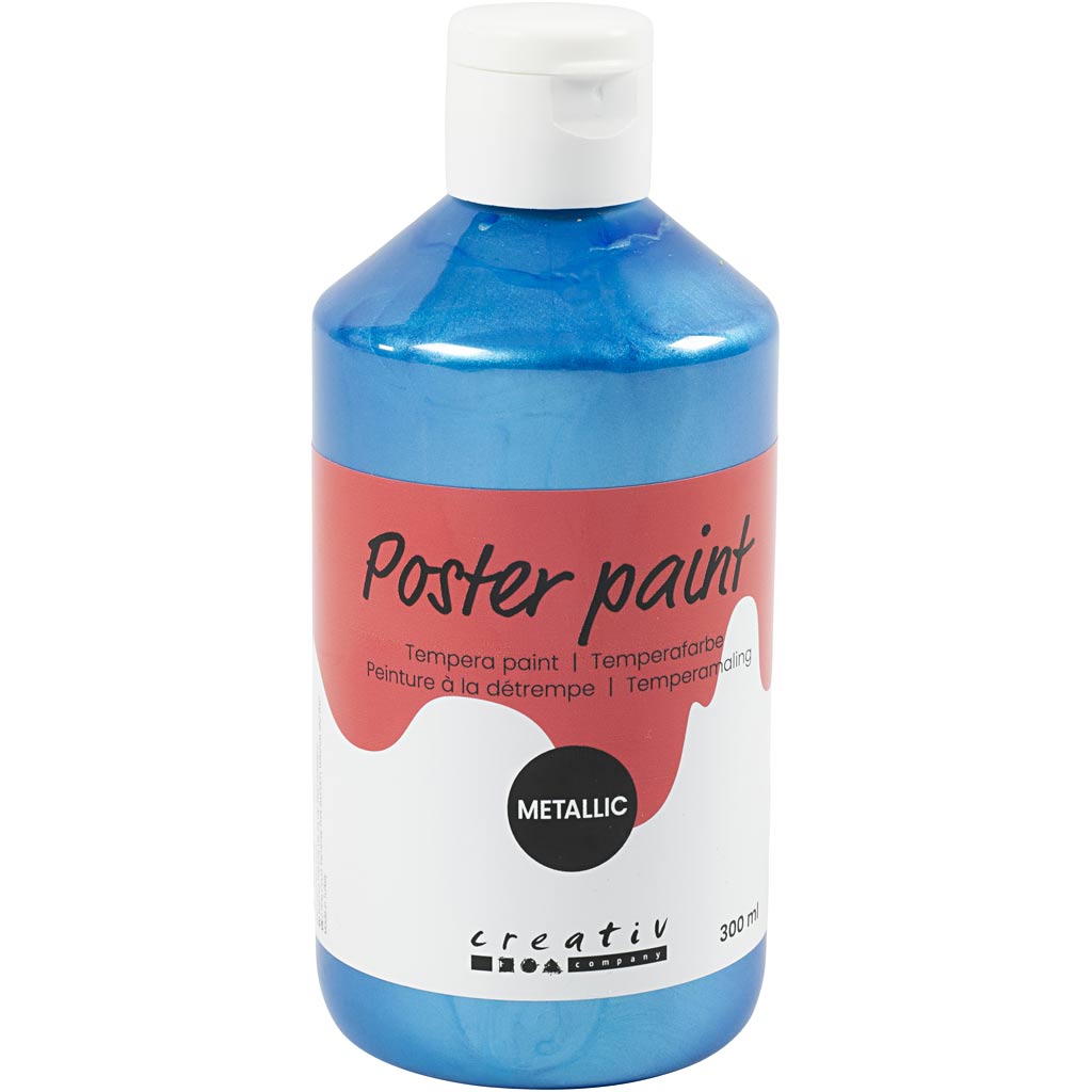 Creativ company tempera verf metallic , blauw, 300 ml 1 doos