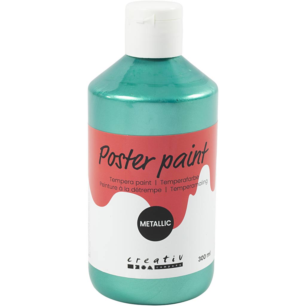 Creativ company tempera verf metallic , groen, 300 ml 1 doos