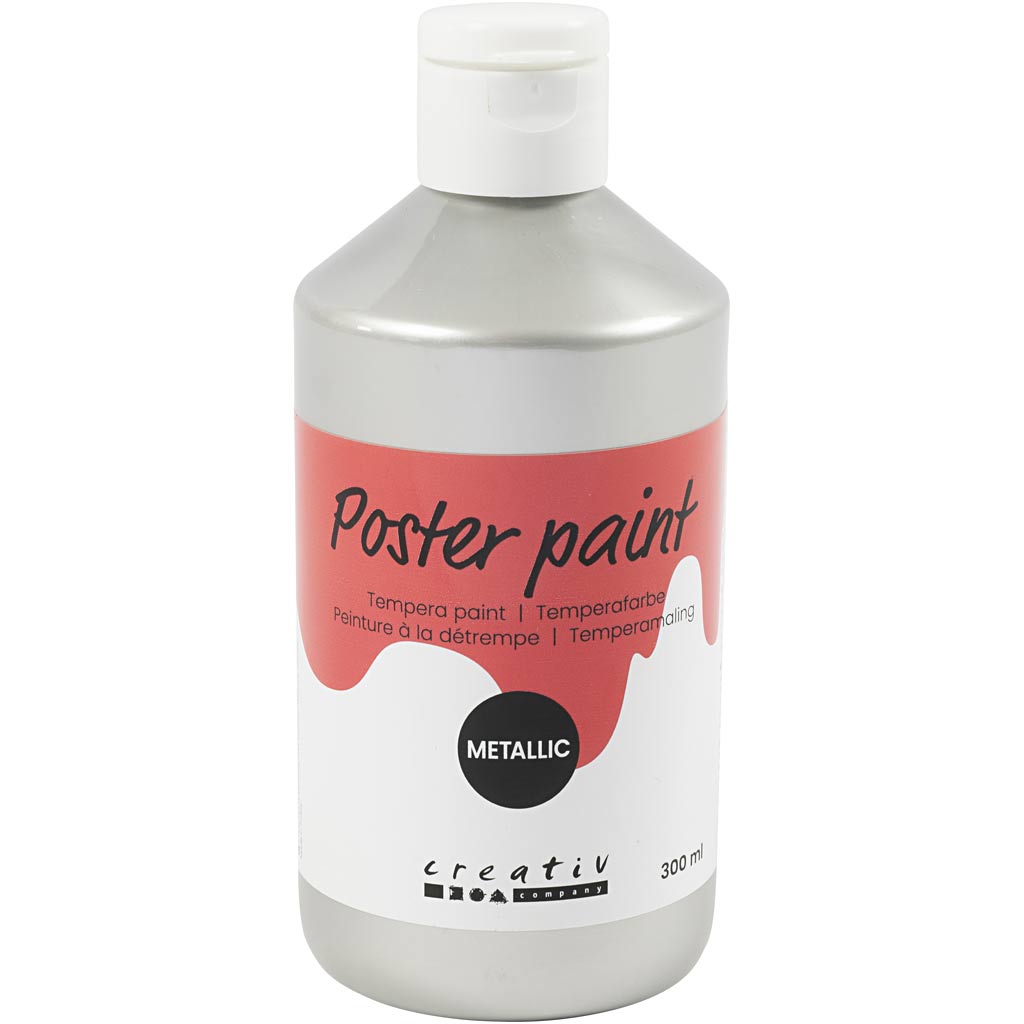Creativ company tempera verf metallic , zilver, 300 ml 1 doos