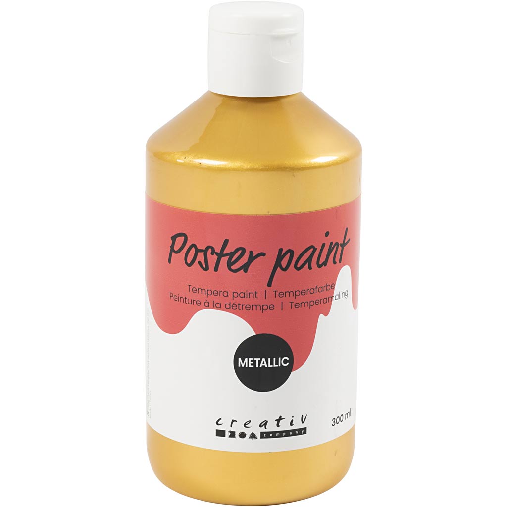 Creativ company tempera verf metallic , goud, 300 ml 1 doos