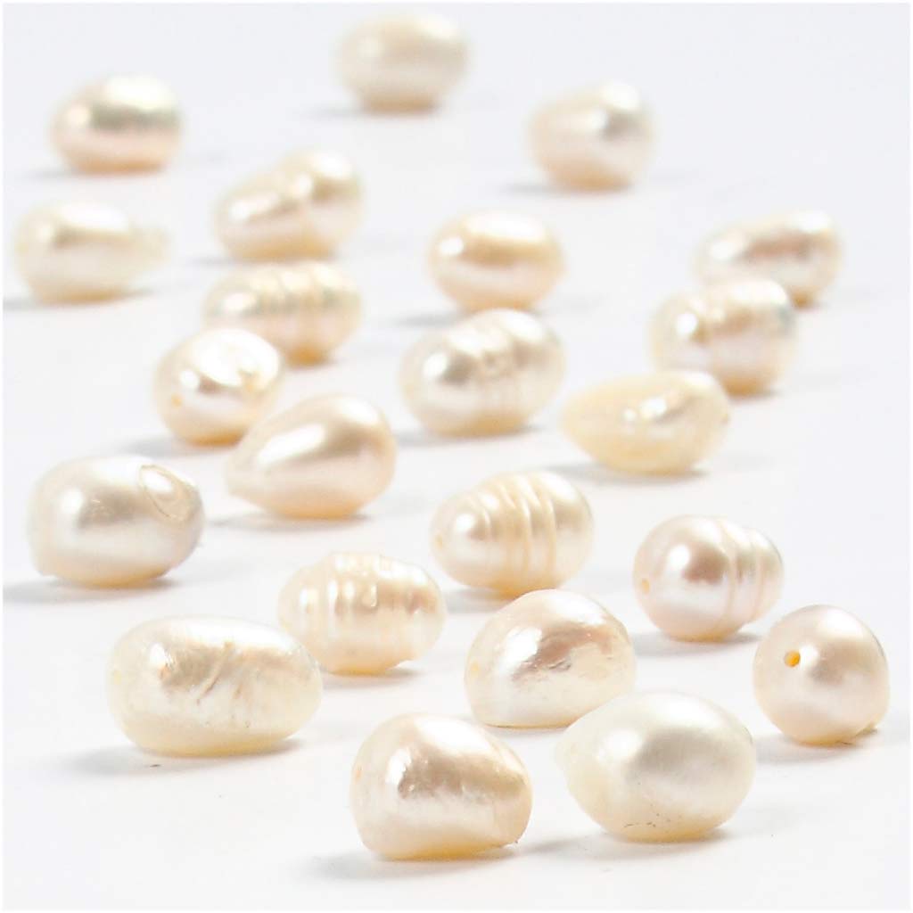 Creativ company freshwater pearls, d 4-7 mm, hole size 1 mm, approx. 60 pieces, mother of pearl, 40 cm 1 box