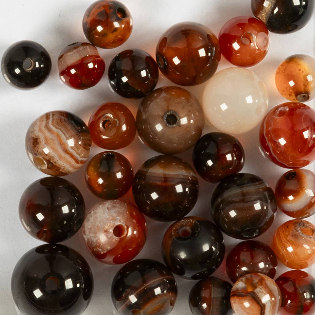 Creativ company kralen van agaat, d 6+8+10 mm, gatgrootte 0,9-1 mm, ca. 28 stuk, donkerbruin, 28 stuk 1 doos