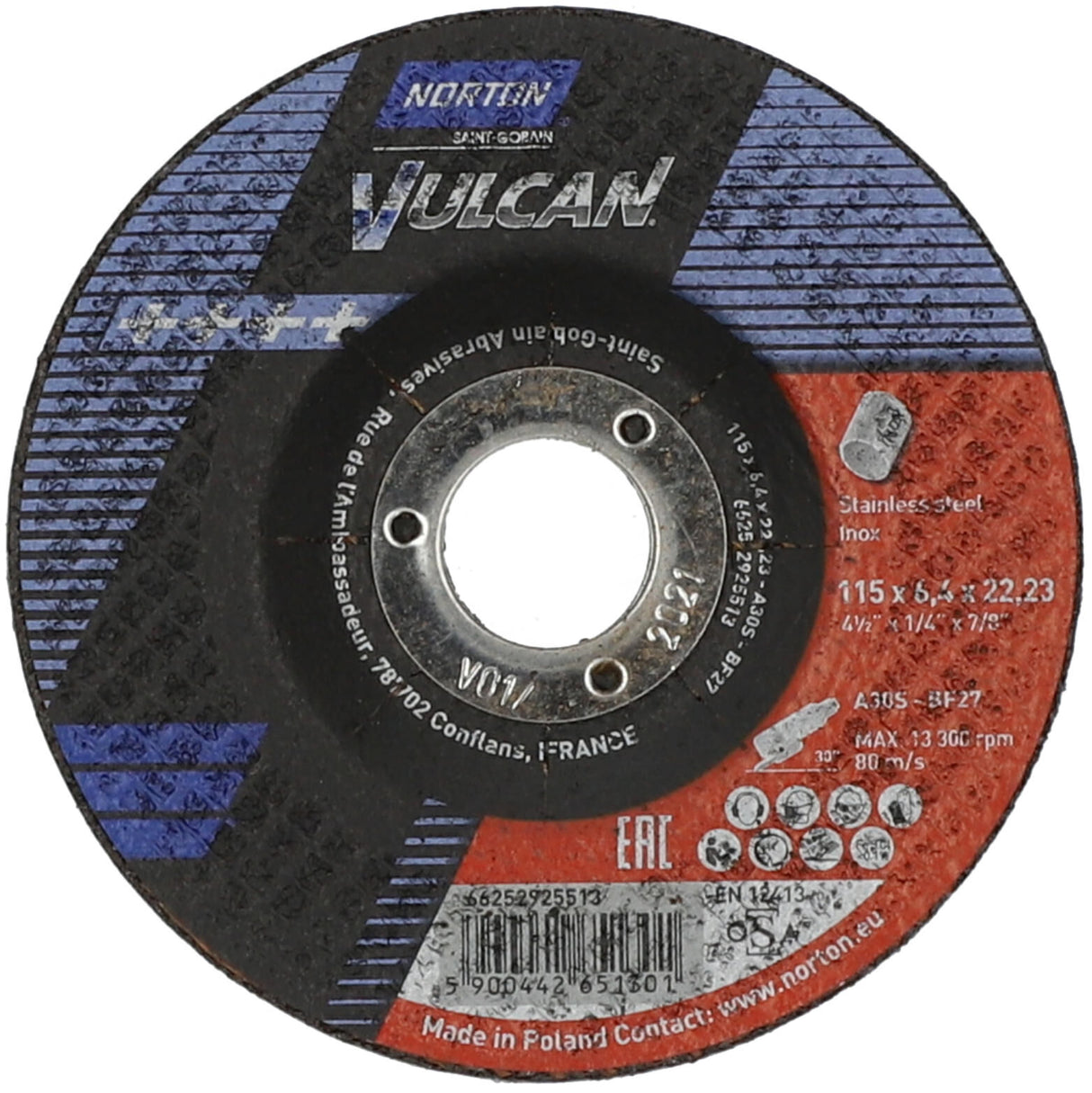 Norton scrubbing disc vulcan stainless steel grinding discs 115x6.4x22 vulcan stainless steel