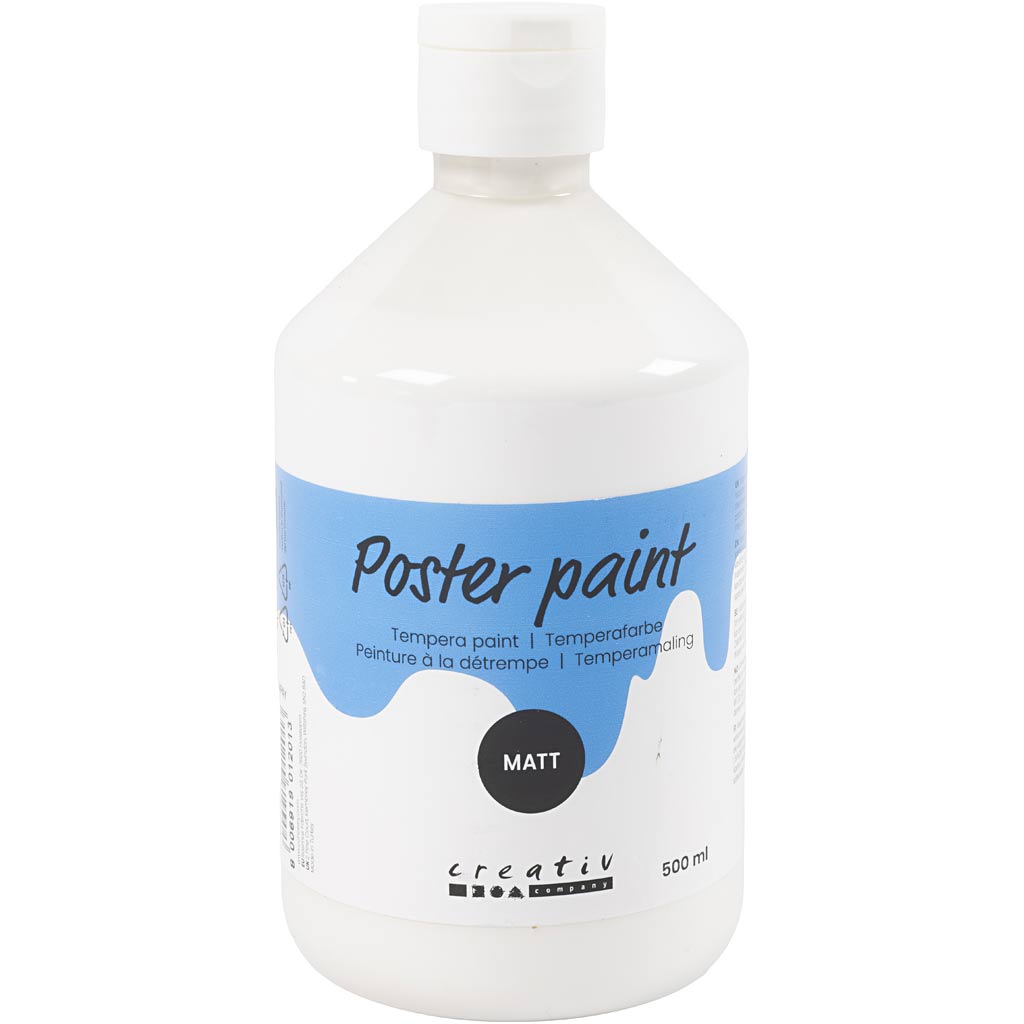 Creativ company tempera verf mat, wit, 500 ml 1 fles