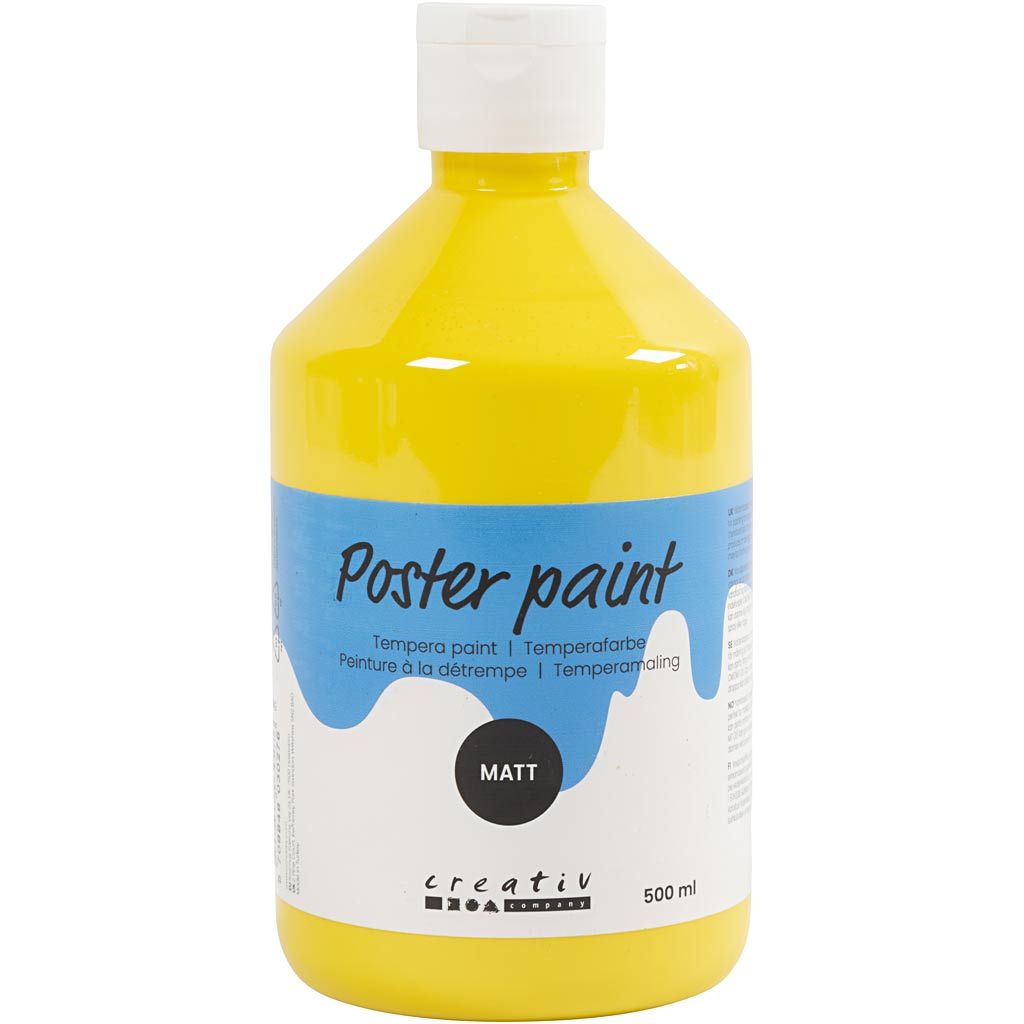 Creativ company tempera verf mat, primair geel, 500 ml 1 fles