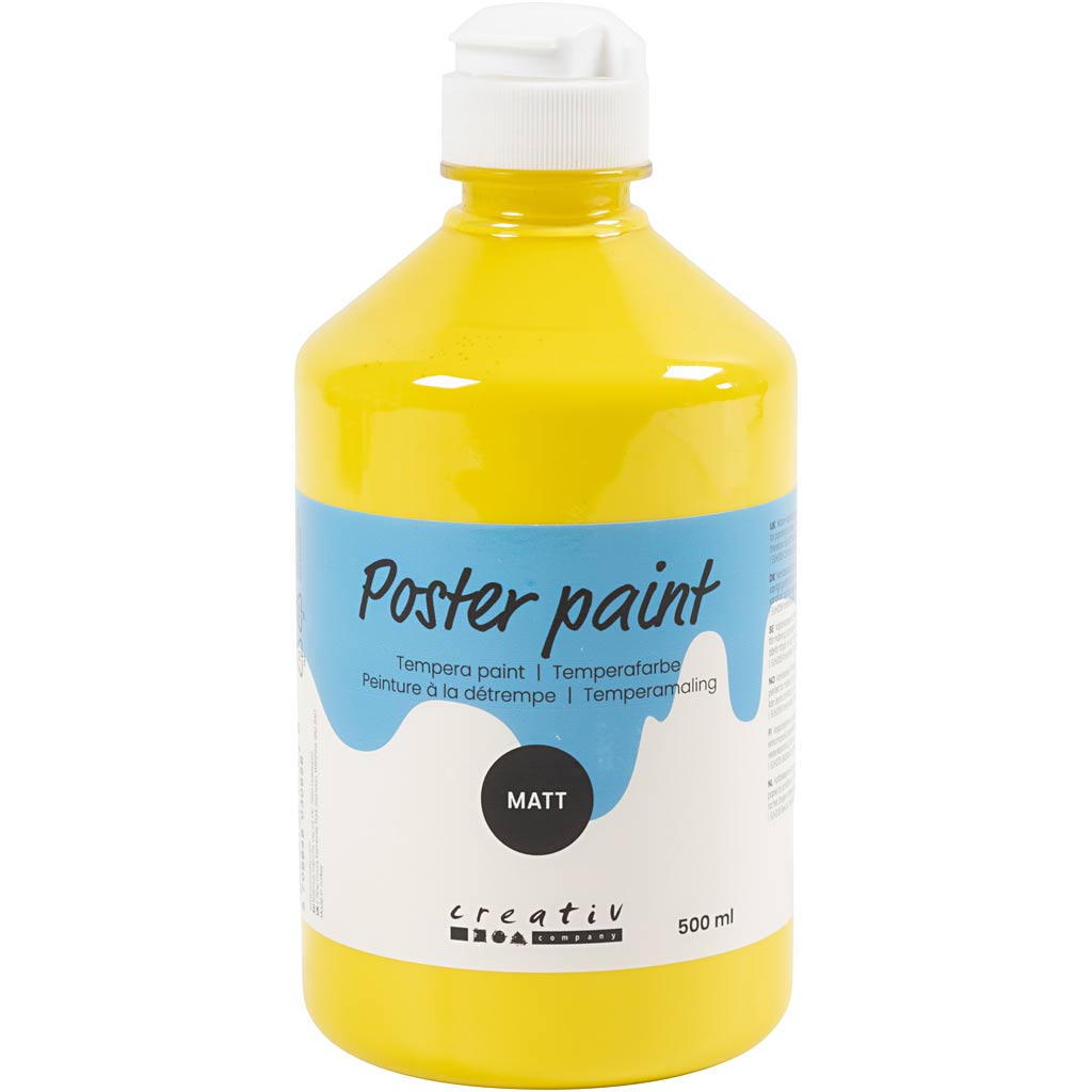 Creativ company tempera verf mat, geel, 500 ml 1 fles