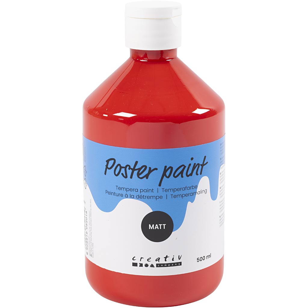 Creativ company tempera verf mat, rood, 500 ml 1 fles